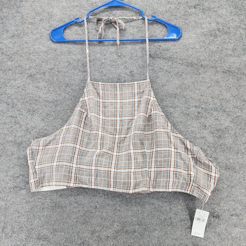 American Eagle Bandana Top Womens Large Halter Brown Plaid